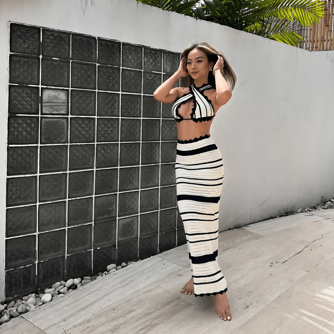 "Astalyn" Knitwear Set - Zweiteiler Set (Top & Rock) - The Femme Club