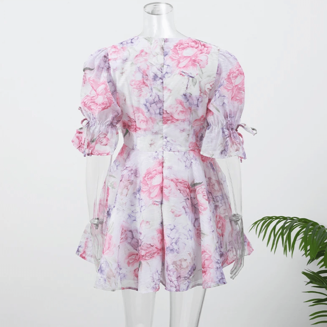 "Floral Ruffle" Deep - V Minikleid - Minikleid - The Femme Club