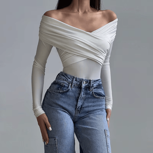 Longsleeve "Wrap Elegance" - Off - Shoulder Top - The Femme Club