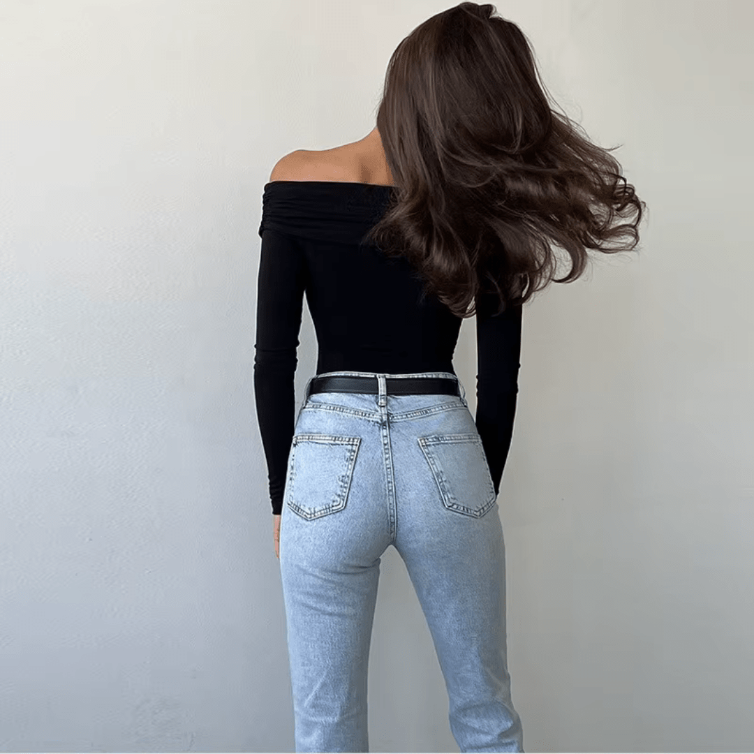 Longsleeve "Wrap Elegance" - Off - Shoulder Top - The Femme Club
