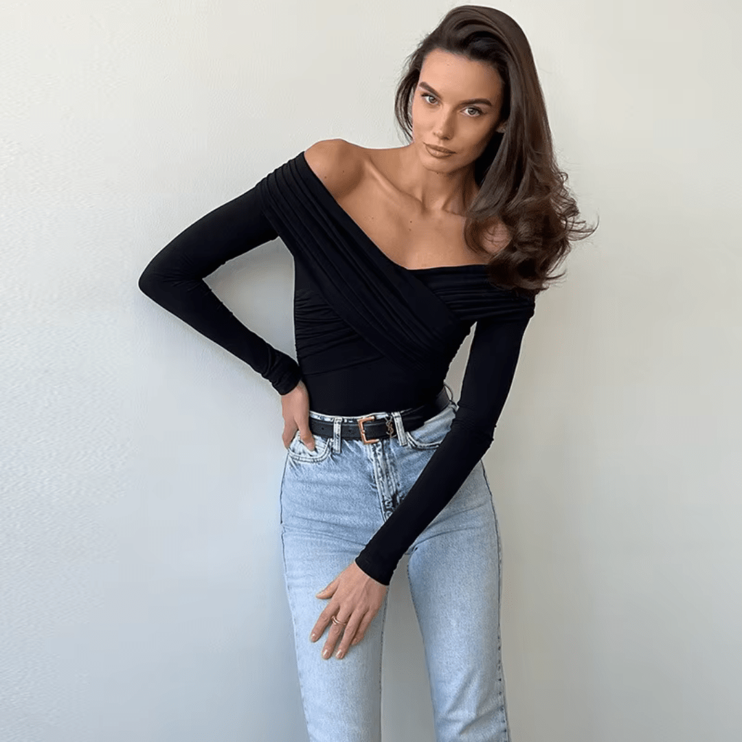 Longsleeve "Wrap Elegance" - Off - Shoulder Top - The Femme Club