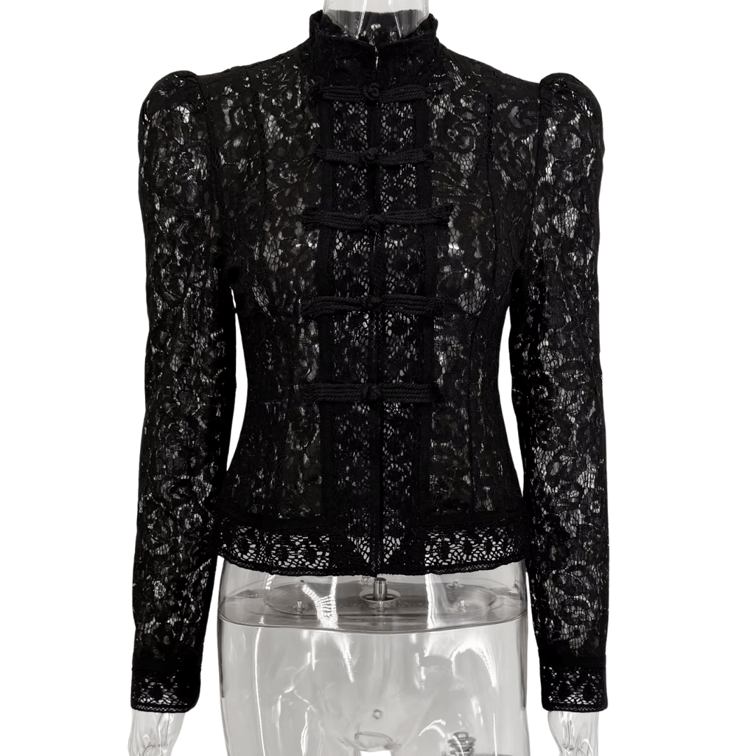 "Nocturnal Bloom" Lace Top - Spitzenbluse - The Femme Club