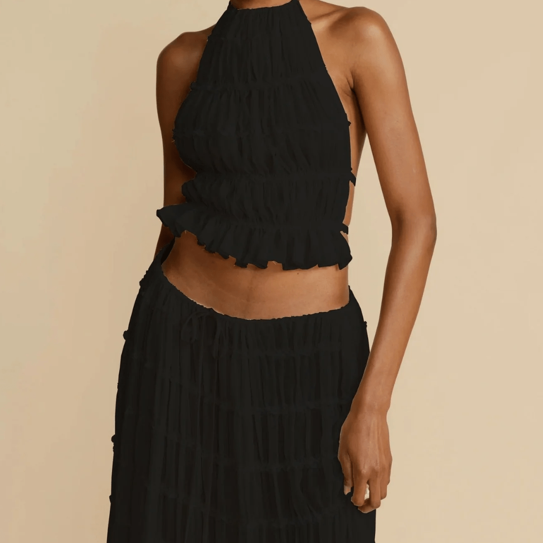 "Ruffled Empress" Set - Zweiteiliges Set (Top & Maxirock) - The Femme Club