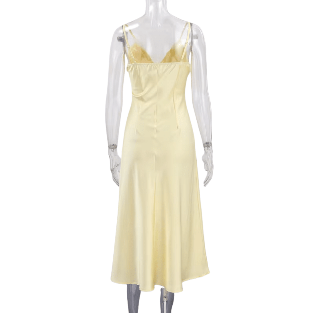 "Satin Soleil" Spitzenkleid - Satin Maxikleid - The Femme Club