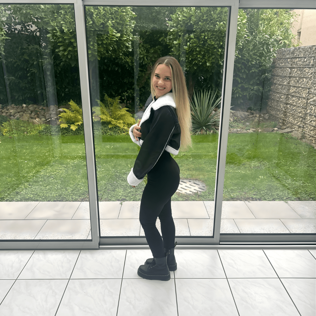 Shearling Jacket "Liorina" - Cropped Kunstlederjacke mit Shearling - Futter - The Femme Club