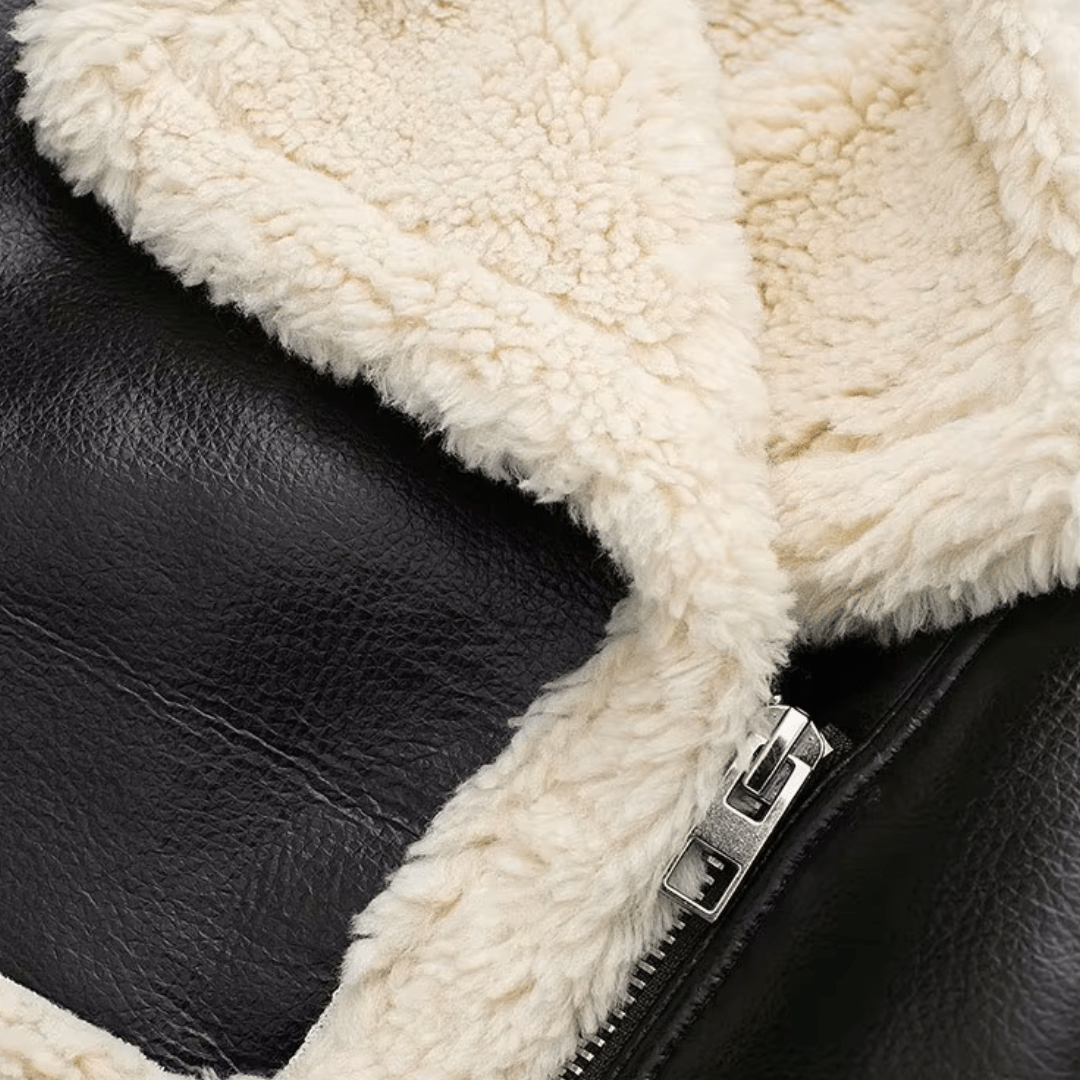 Shearling Jacket "Vivienne" - Cropped Kunstlederjacke mit Shearling - Futter - The Femme Club
