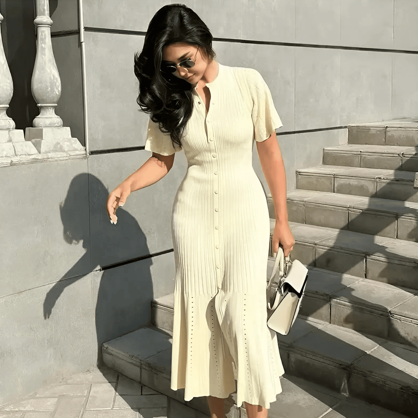 "Solvienne" Midi Dress - Midi Kleid - The Femme Club