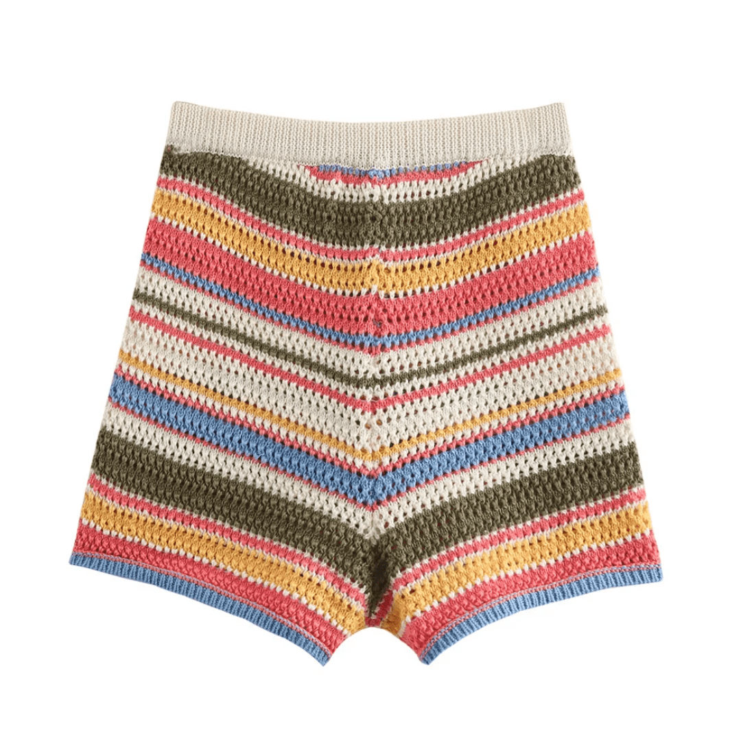 Strickset "Valéria" - Zweiteiler - Set aus Häkelstrick (Oberteil + Shorts) - The Femme Club