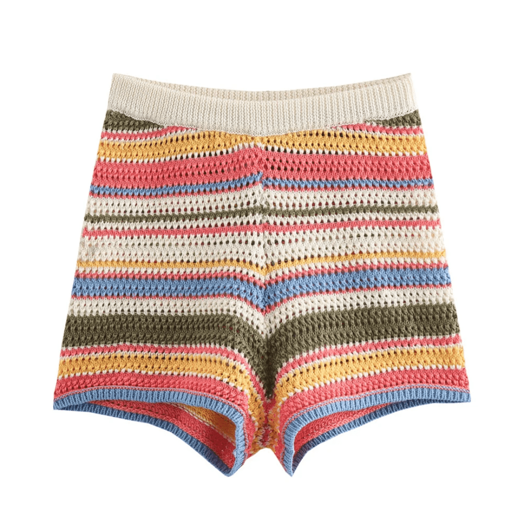 Strickset "Valéria" - Zweiteiler - Set aus Häkelstrick (Oberteil + Shorts) - The Femme Club