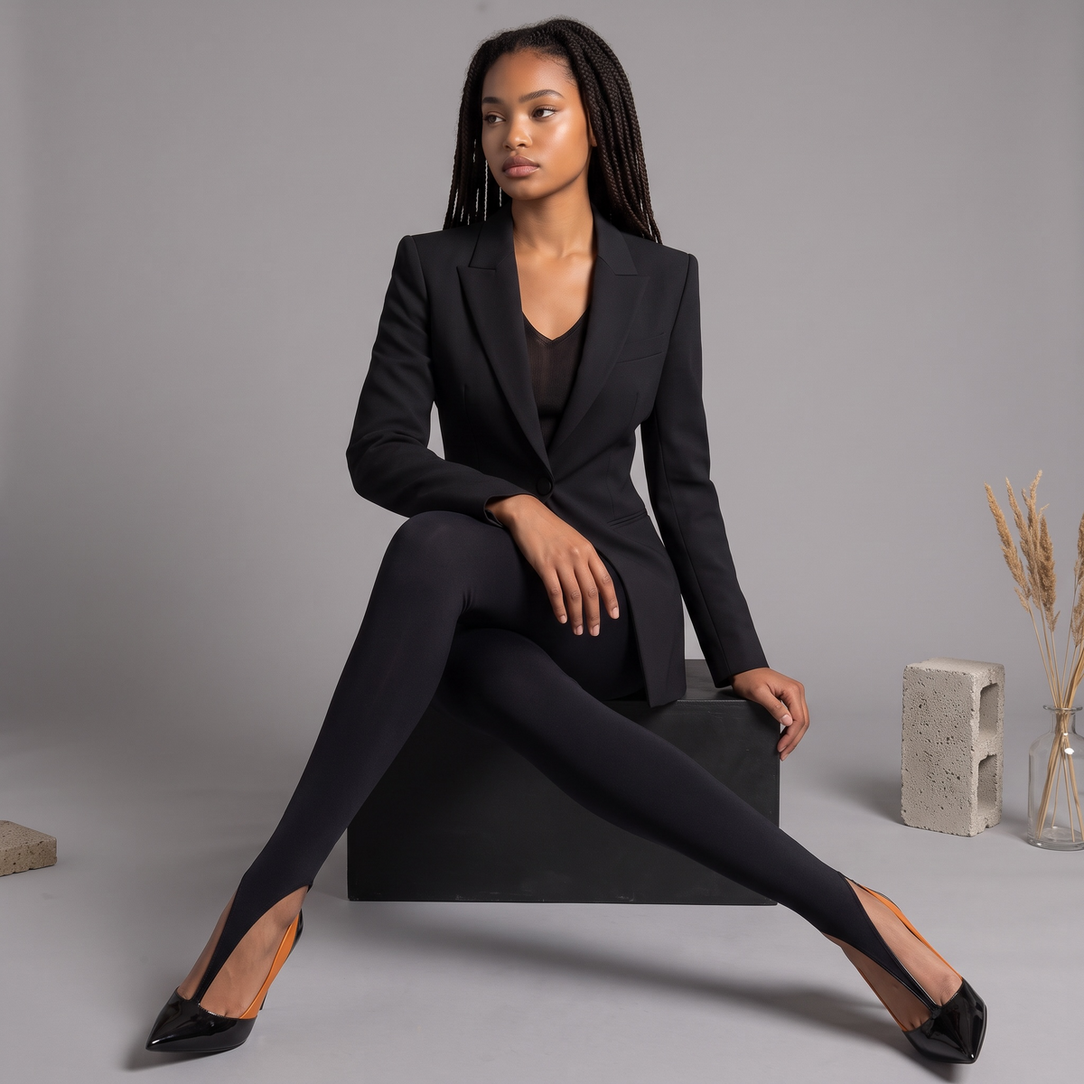 „Noiré Point“ – Schwarze Leggings mit Fußsteg