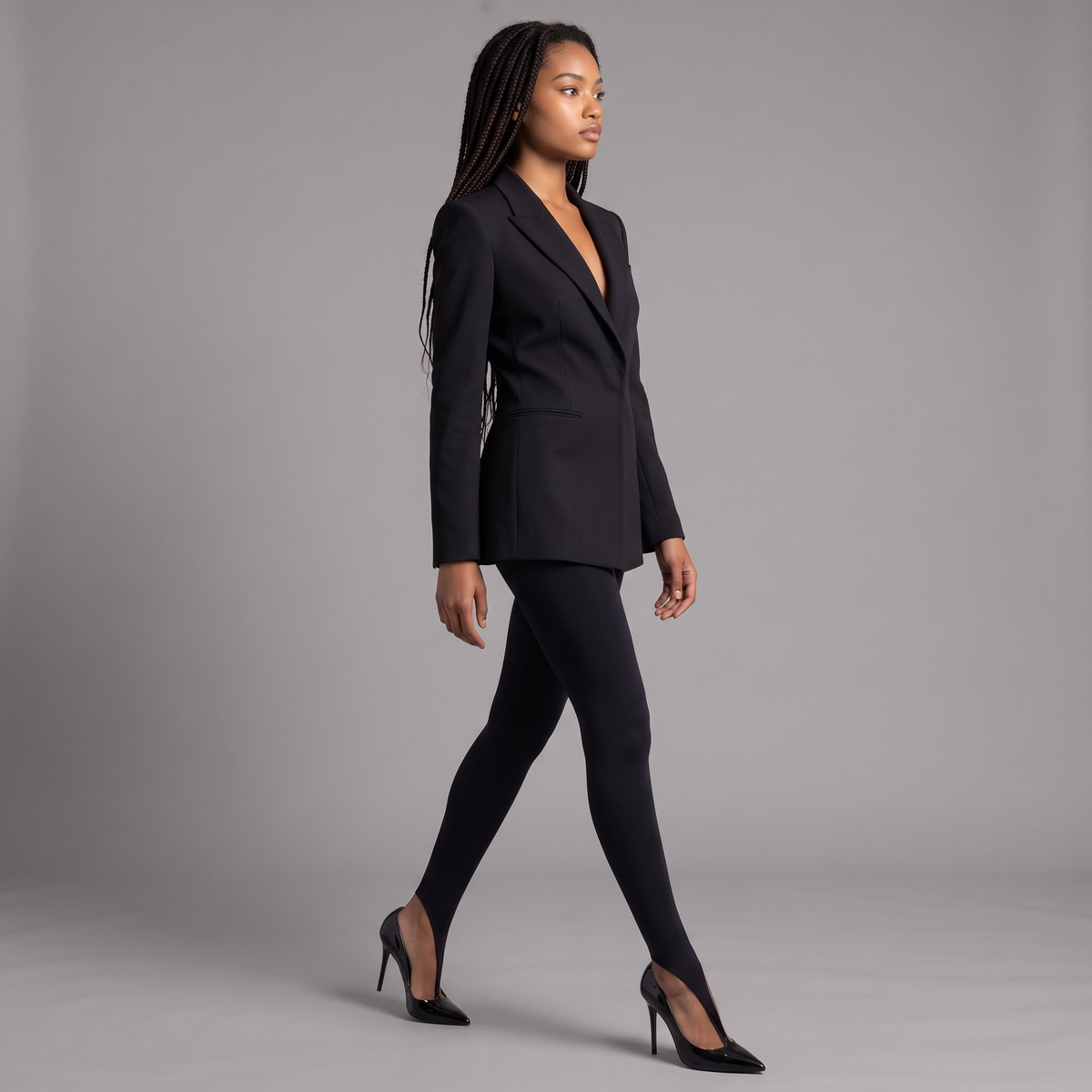„Noiré Point“ – Schwarze Leggings mit Fußsteg