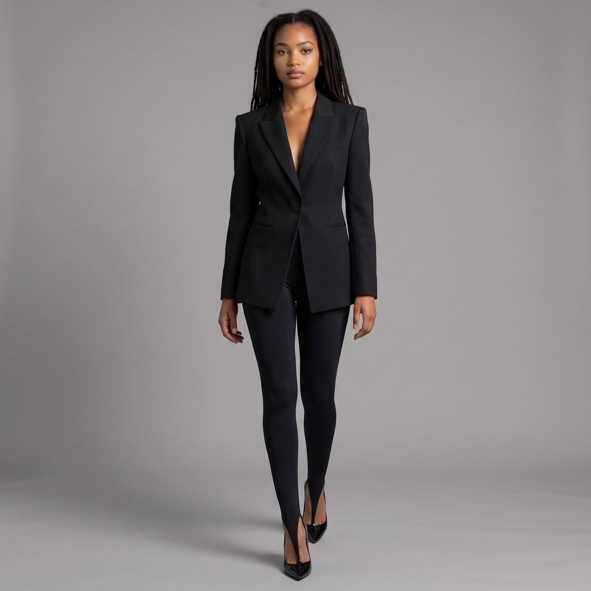 „Noiré Point“ – Schwarze Leggings mit Fußsteg