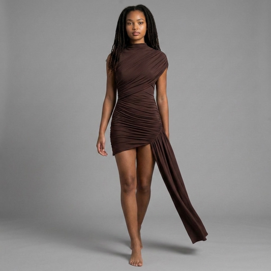 "Noir Draped" Mini Dress