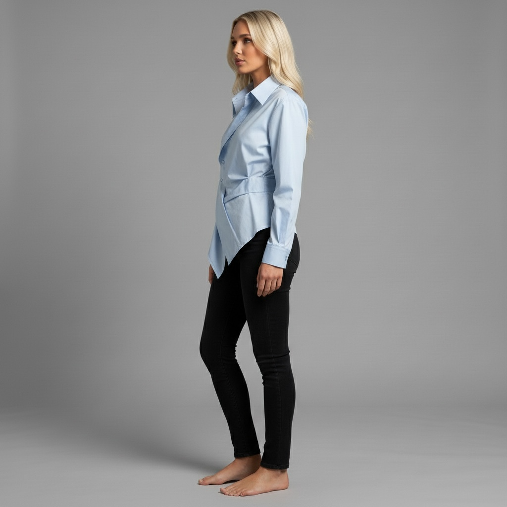 Taillierte Wickelbluse mit Reverskragen