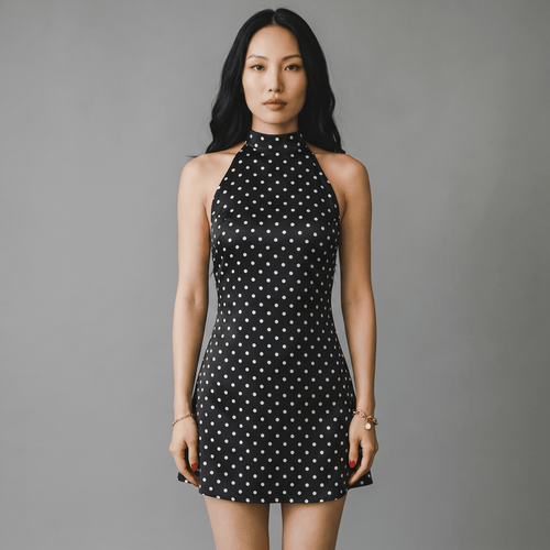 "Belle Noir" Polka Kleid - Neckholder Minikleid - The Femme Club