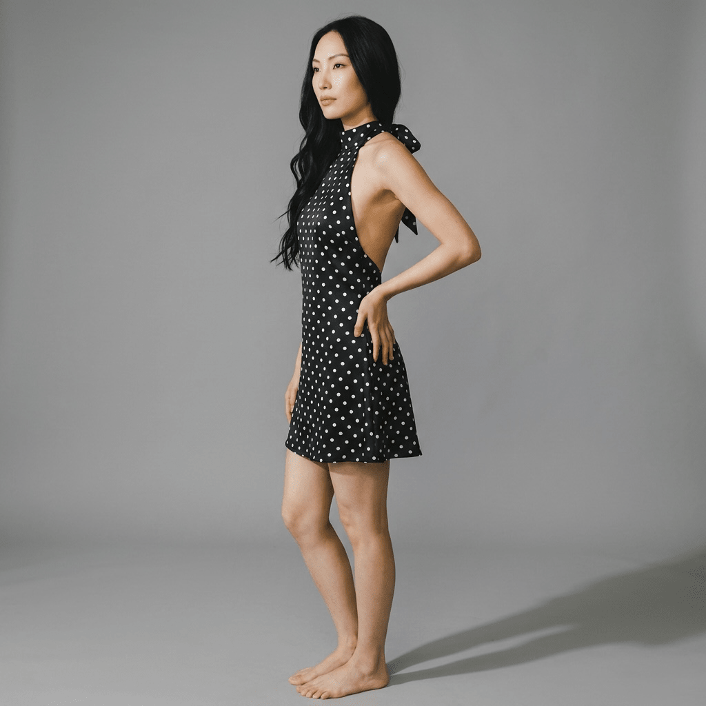 "Belle Noir" Polka Kleid - Neckholder Minikleid - The Femme Club