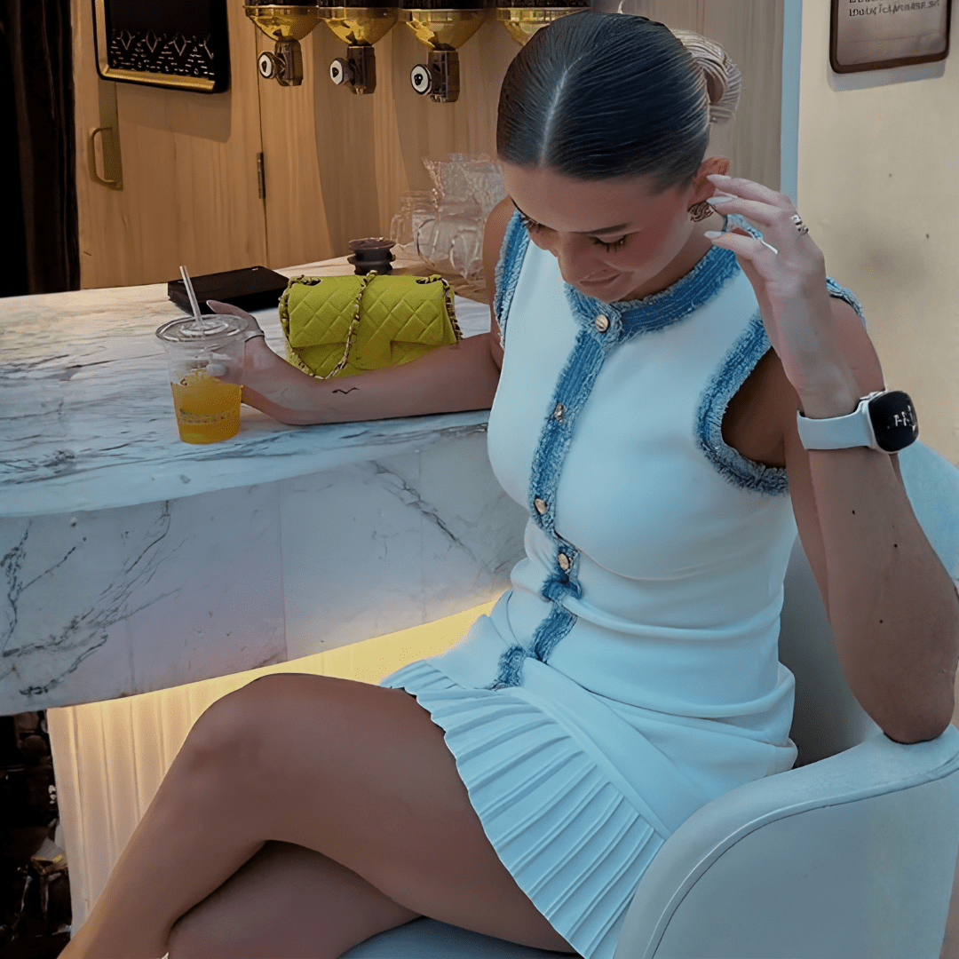 "Blue Luxe" Dress - Luxury Knit Mini Dress - The Femme Club