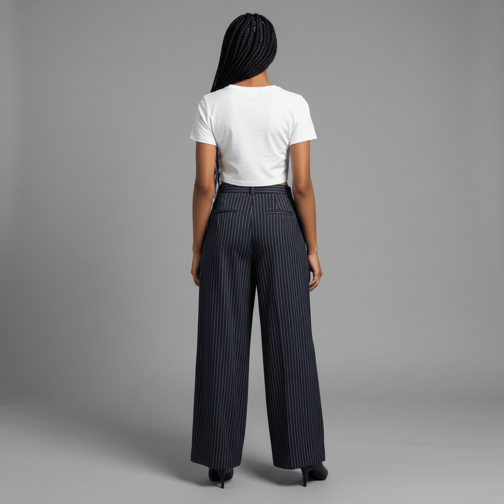 „Casual Power“ Nadelstreifenhose mit Wickel-Detail - Lange Hose - The Femme Club