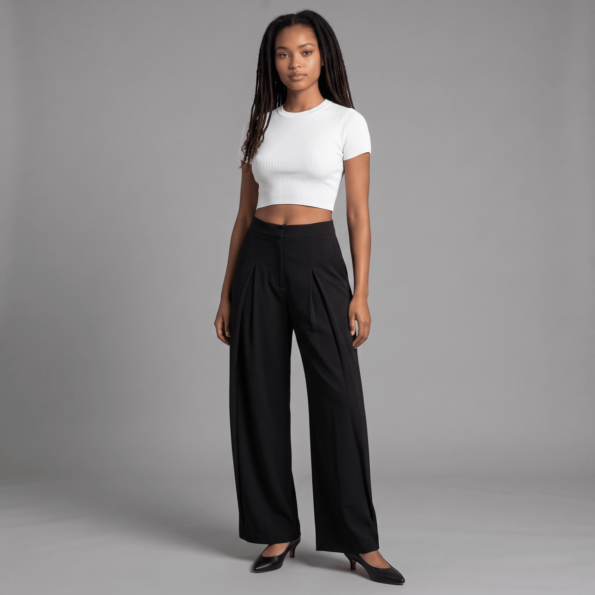 „Casual Power“ Nadelstreifenhose mit Wickel-Detail - Lange Hose - The Femme Club