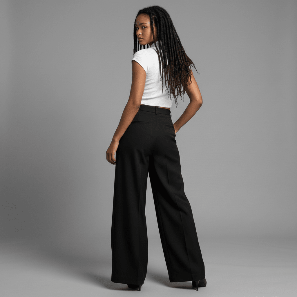 „Casual Power“ Nadelstreifenhose mit Wickel-Detail - Lange Hose - The Femme Club