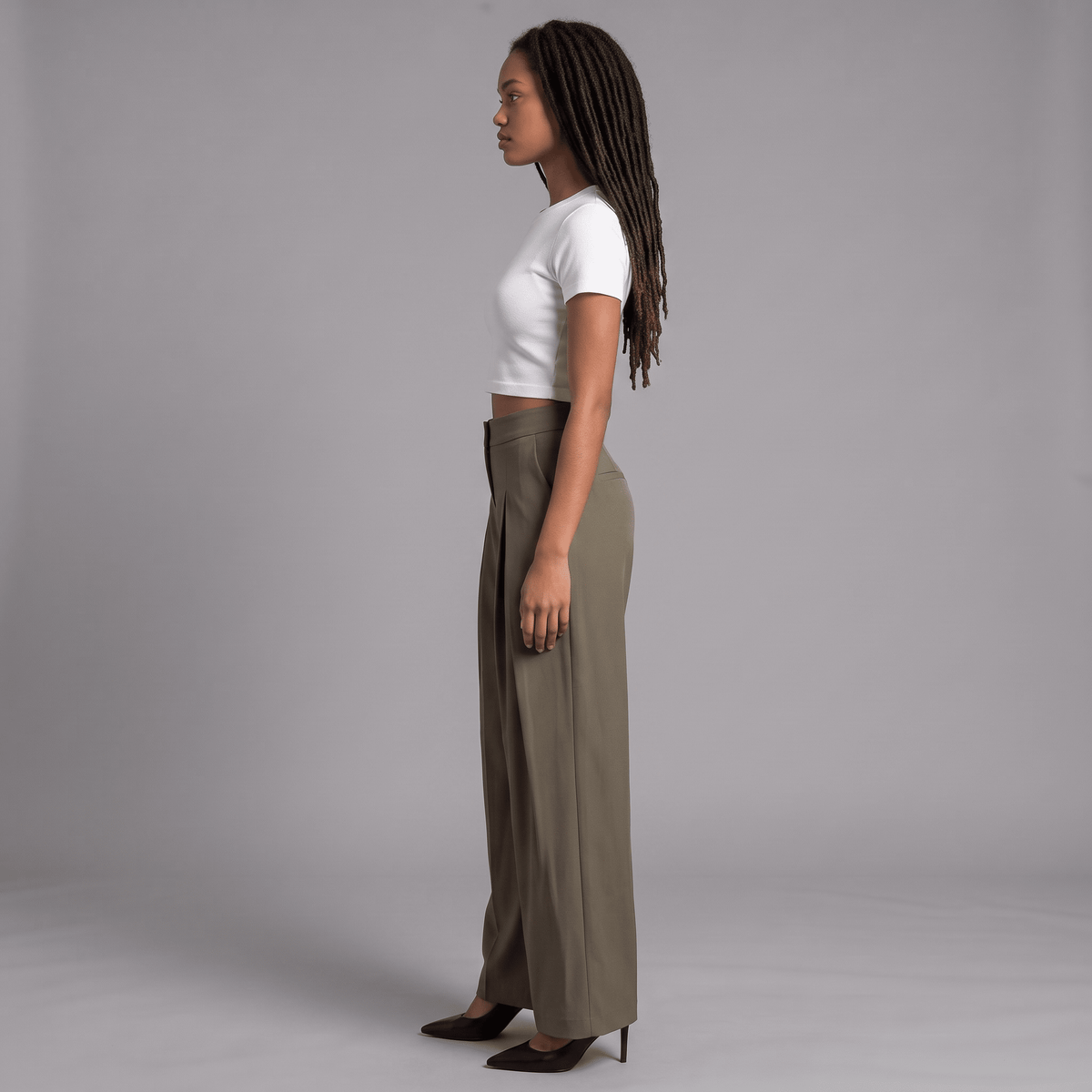 „Casual Power“ Nadelstreifenhose mit Wickel-Detail - Lange Hose - The Femme Club