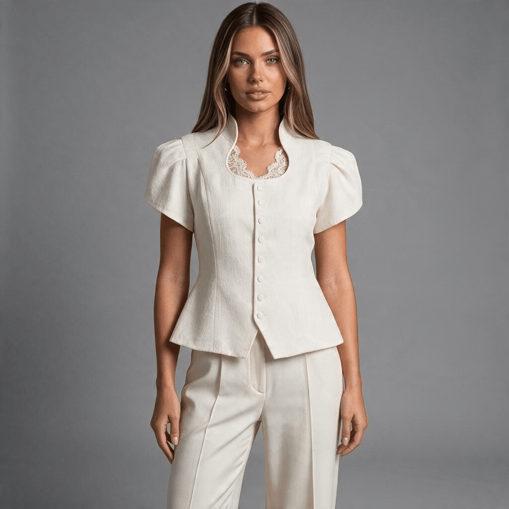 „Classic Charm“ Elegante Kurz-Weste mit Puffärmeln - Kurz-Weste - The Femme Club