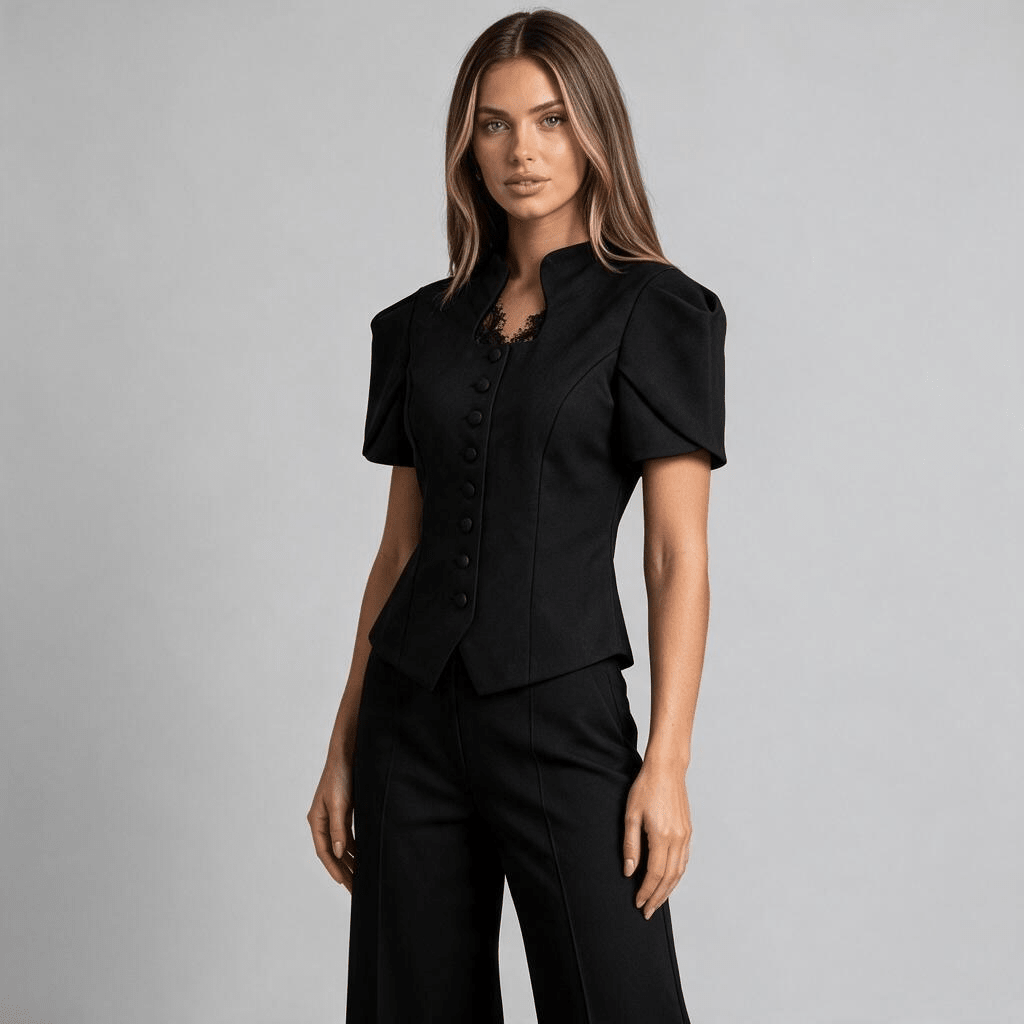 „Classic Charm“ Elegante Kurz-Weste mit Puffärmeln - Kurz-Weste - The Femme Club