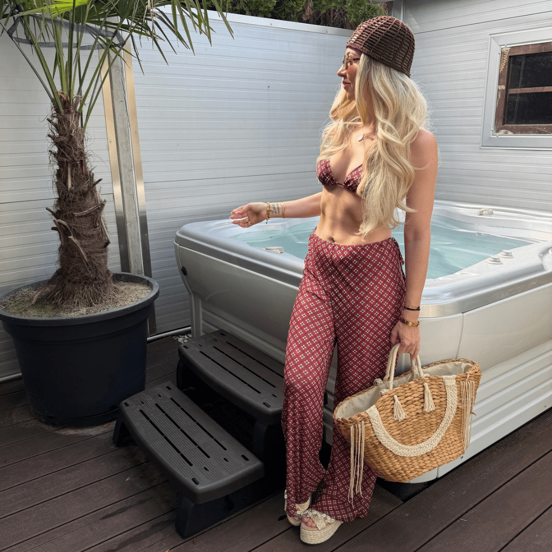 "Coast Luxe" Beachwear Set - 3-teiliges Bikini & Palazzo Set - The Femme Club
