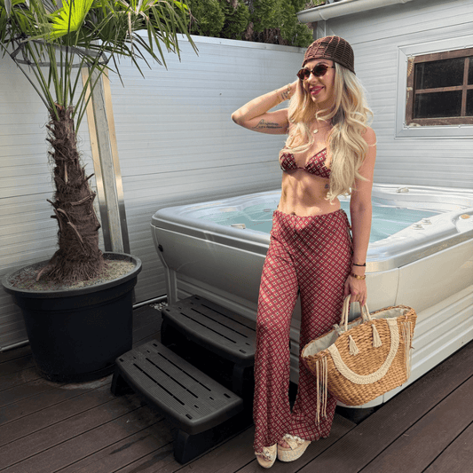 "Coast Luxe" Beachwear Set - 3-teiliges Bikini & Palazzo Set - The Femme Club