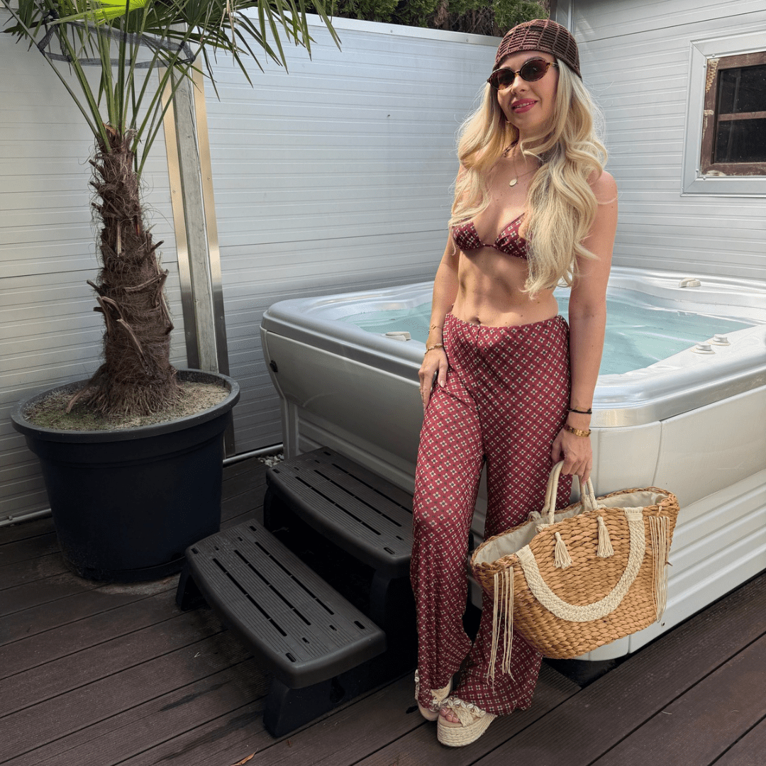 "Coast Luxe" Beachwear Set - 3-teiliges Bikini & Palazzo Set - The Femme Club