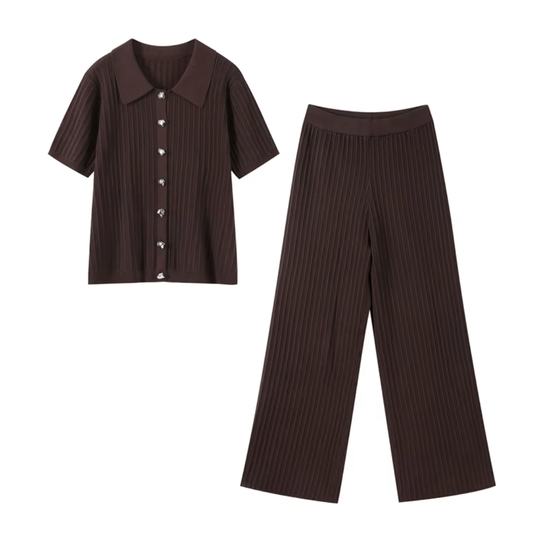 "Cocoa Serenity" Two - Piece - Strick - Zweiteiler - The Femme Club