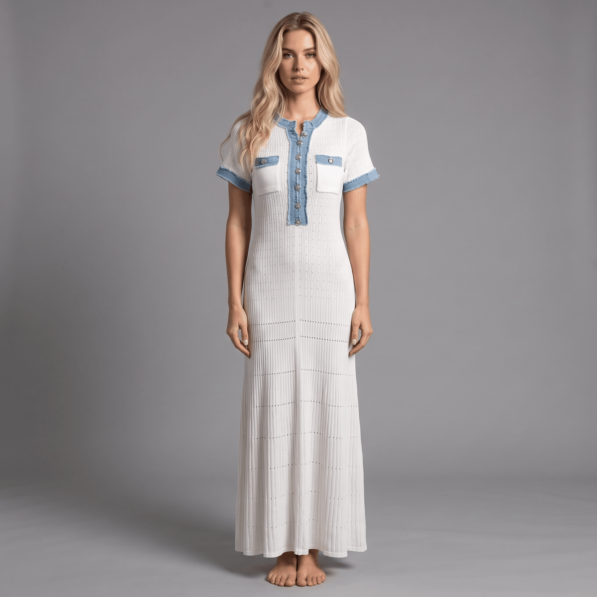 “Denim Elegance“ Knitdress - Abendkleid - The Femme Club