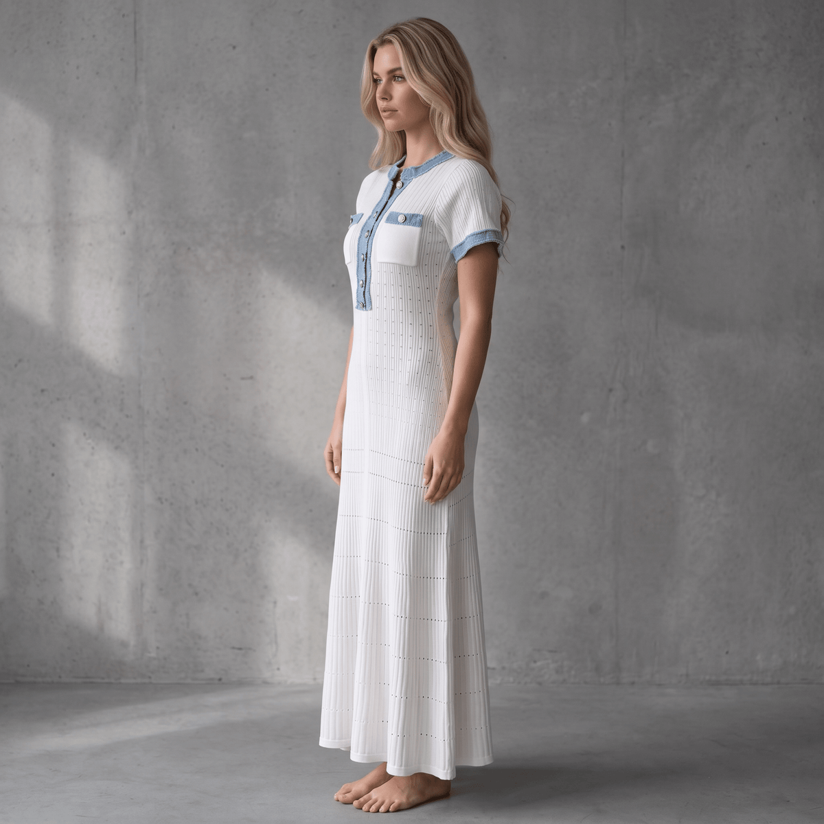 “Denim Elegance“ Knitdress - Abendkleid - The Femme Club