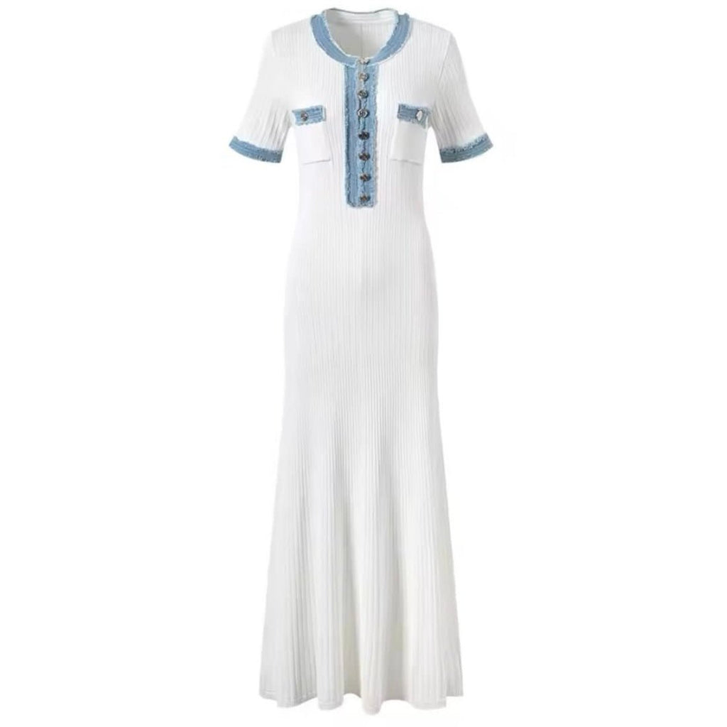 Denim Elegance Knitdress - The Femme Club