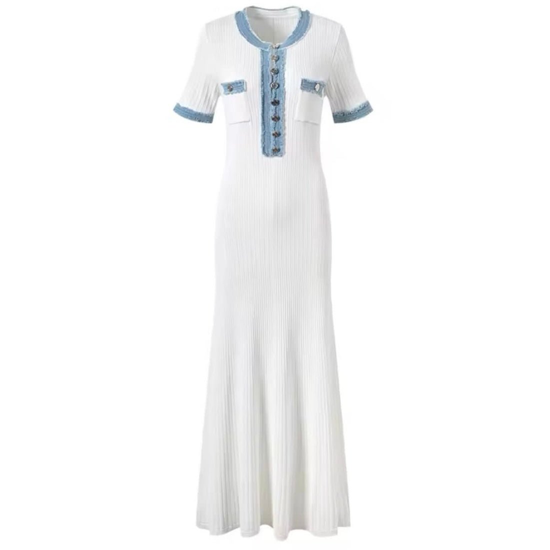 Denim Elegance Knitdress - The Femme Club