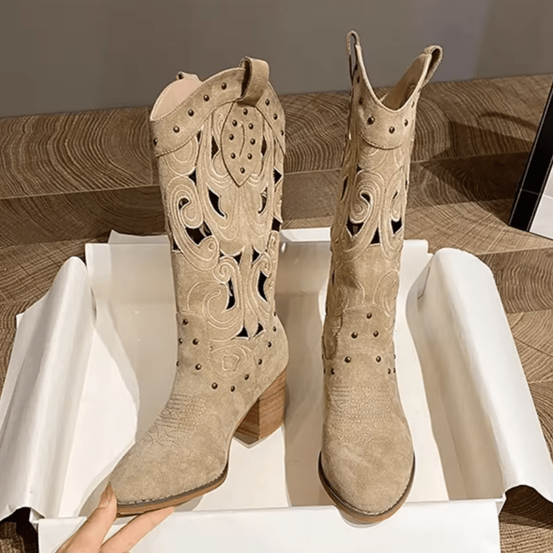"Desert Elegance" Cut - Out Boots - Western Boots - The Femme Club
