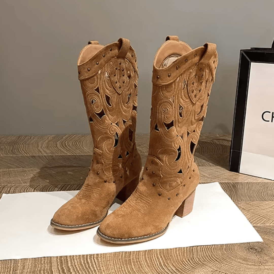 "Desert Elegance" Cut - Out Boots - Western Boots - The Femme Club