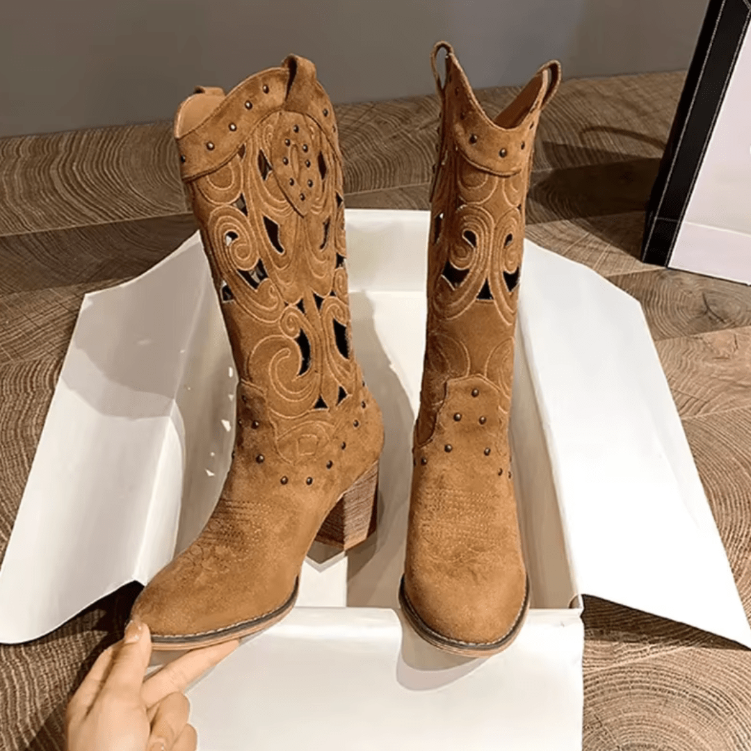 "Desert Elegance" Cut - Out Boots - Western Boots - The Femme Club