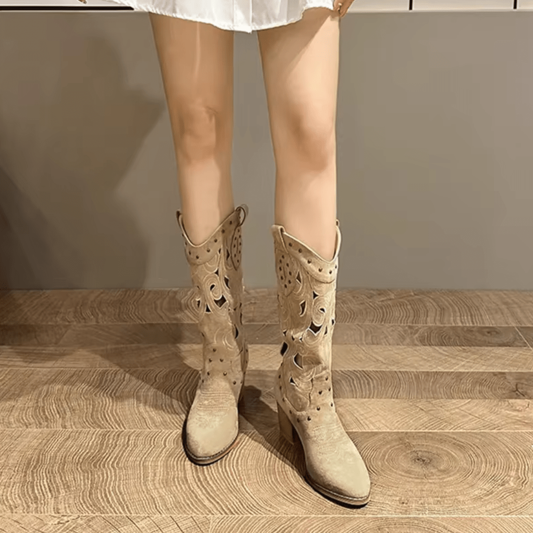 "Desert Elegance" Cut - Out Boots - Western Boots - The Femme Club