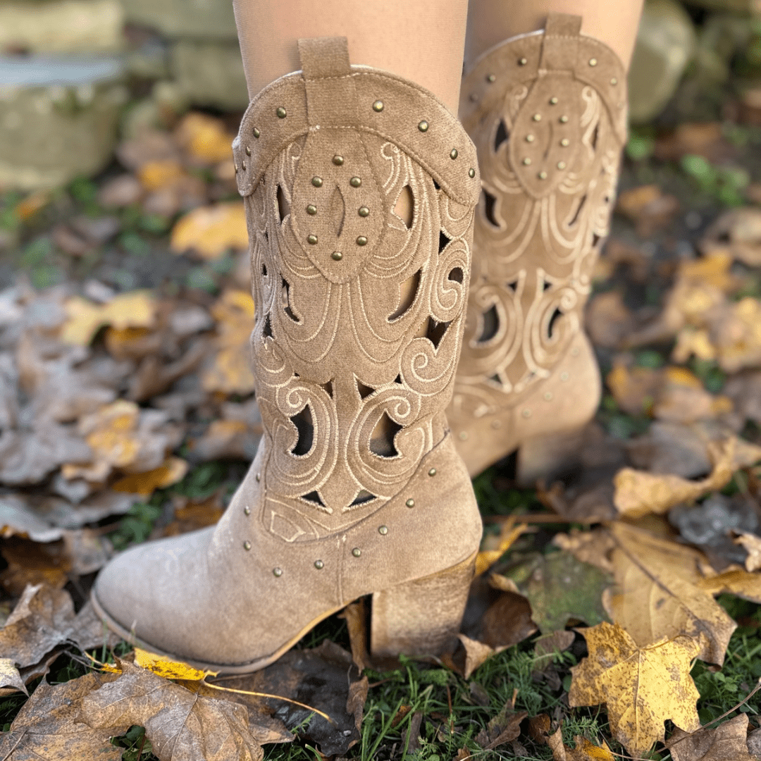 "Desert Elegance" Cut - Out Boots - Western Boots - The Femme Club
