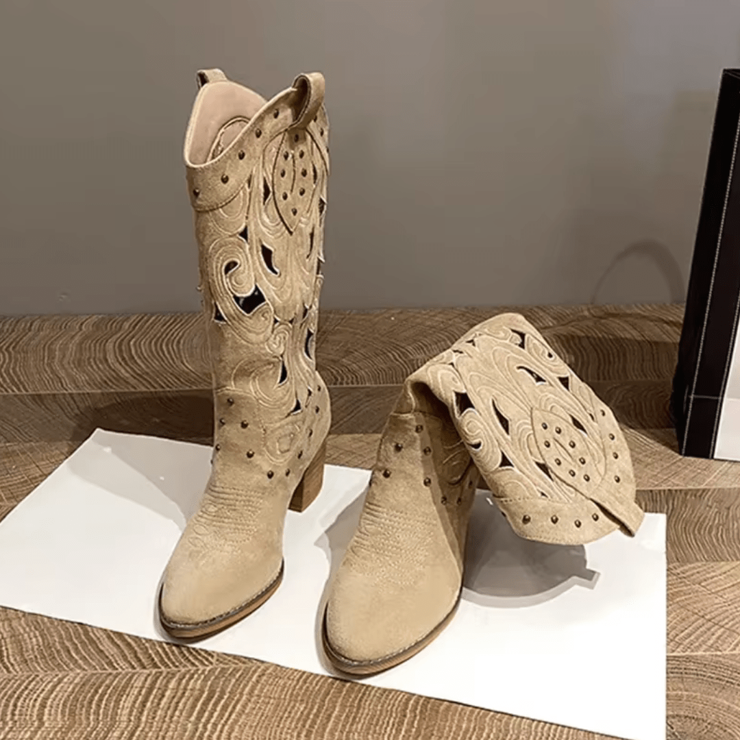 "Desert Elegance" Cut - Out Boots - Western Boots - The Femme Club