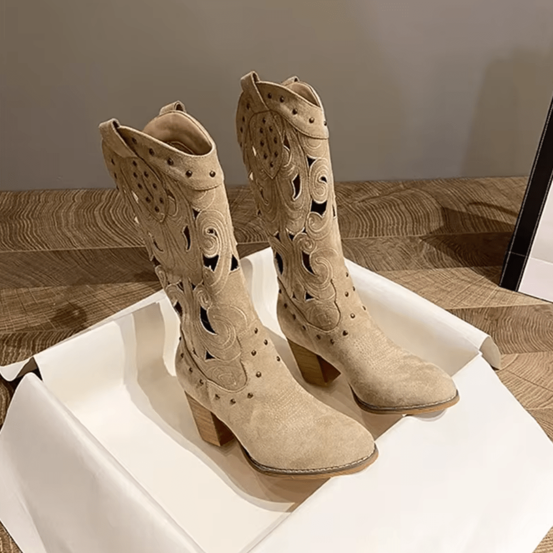 "Desert Elegance" Cut - Out Boots - Western Boots - The Femme Club
