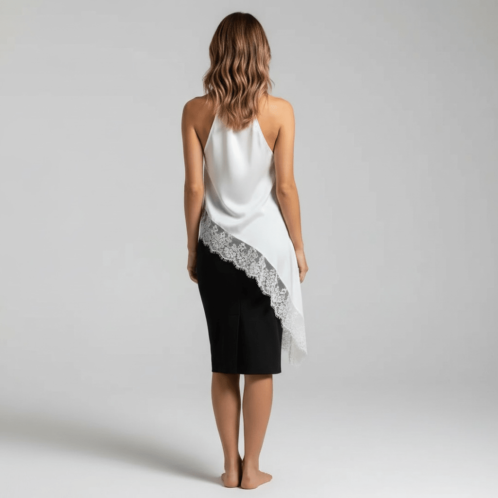 Elegantes Neckholder Oberteil Mit Asymmetrischem Saum - Damen-Oberteil - The Femme Club