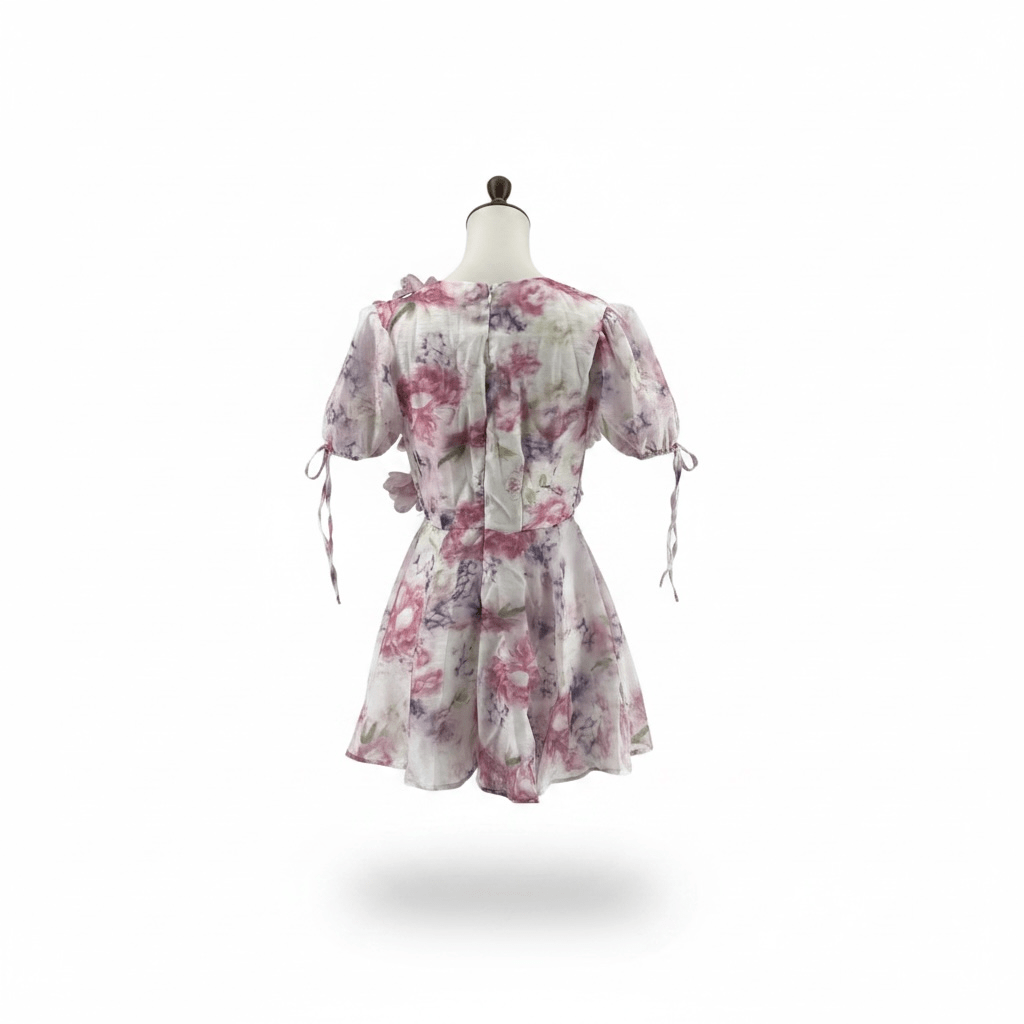 "Floral Ruffle" Deep-V Minikleid - Minikleid - The Femme Club