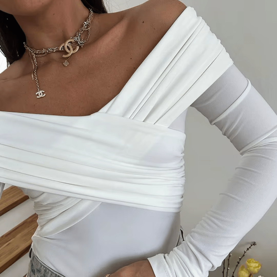 Longsleeve "Wrap Elegance" - Off - Shoulder Top - The Femme Club