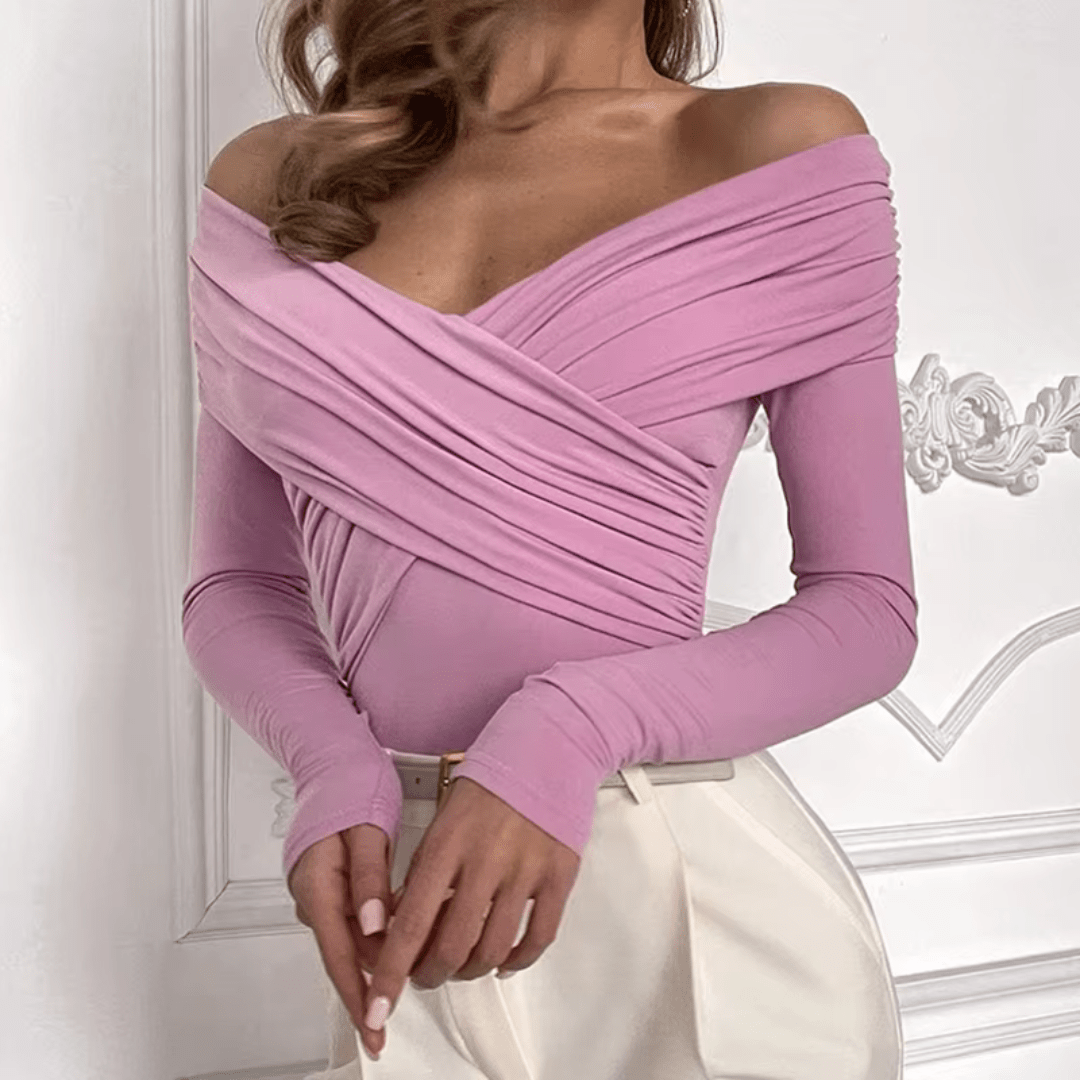 Longsleeve "Wrap Elegance" - Off - Shoulder Top - The Femme Club