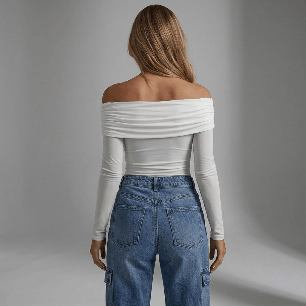 Longsleeve "Wrap Elegance" - Off-Shoulder Top - The Femme Club
