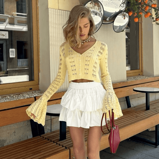 "Lunaria" Knit Longsleeve - Häkeloberteil - The Femme Club