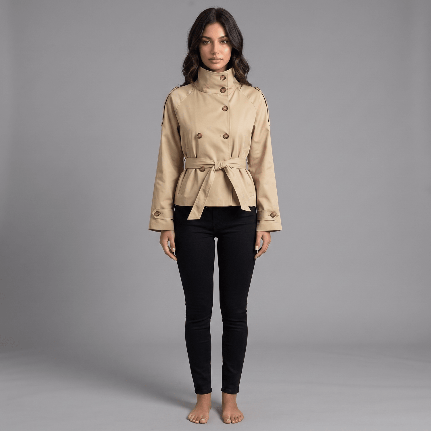 "Luxe Tailored" Belted Jacket - Kurz-Trenchcoat - The Femme Club