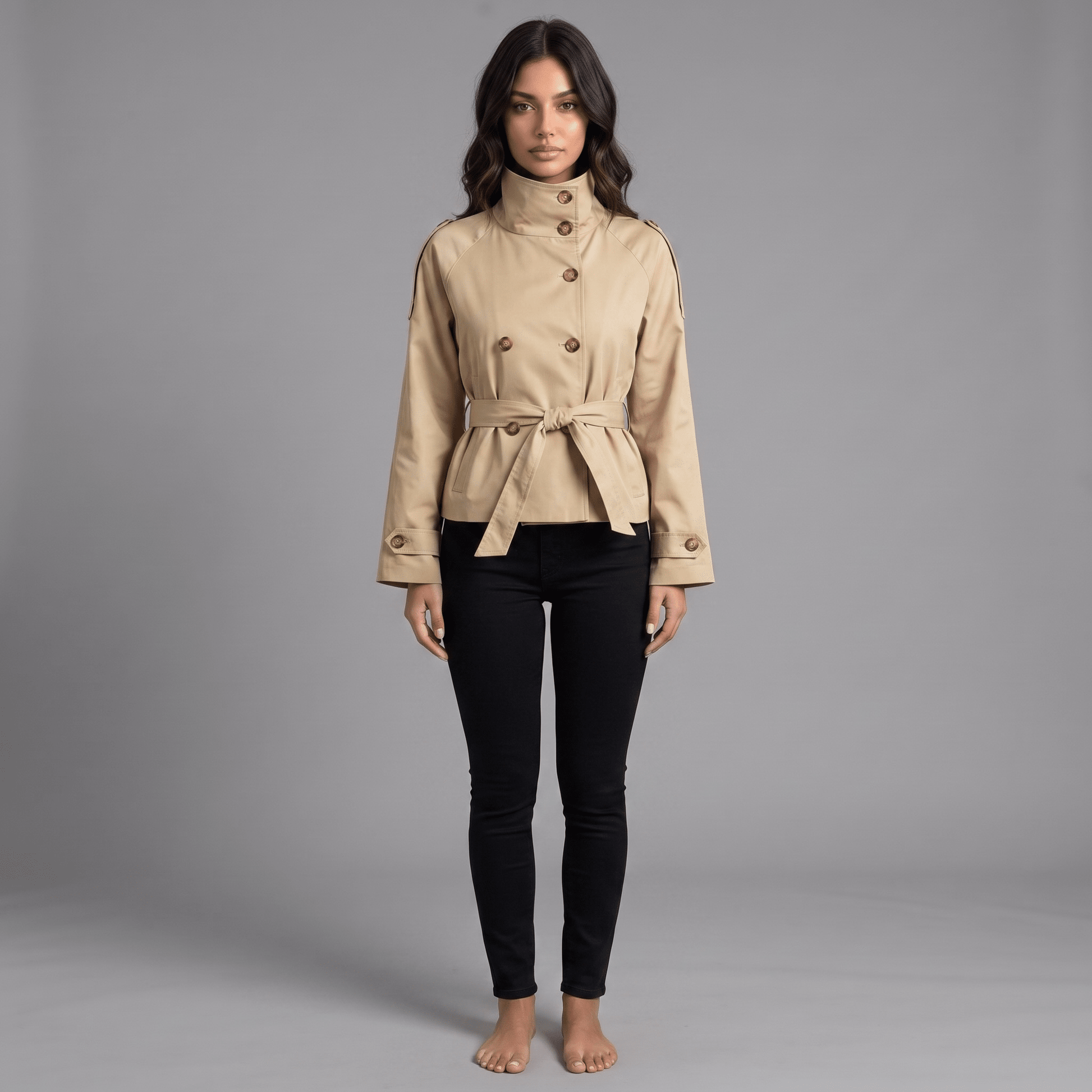 "Luxe Tailored" Belted Jacket - Kurz-Trenchcoat - The Femme Club